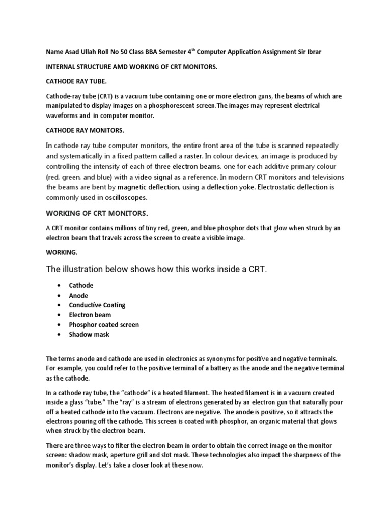 Computer Applications Assignment | PDF | Display Resolution | Vacuum Tube