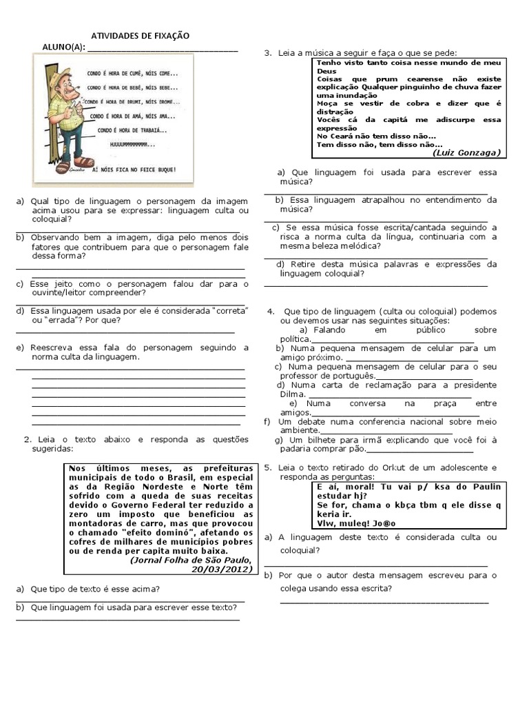 Atividade de Recuperação 8 Ano | PDF