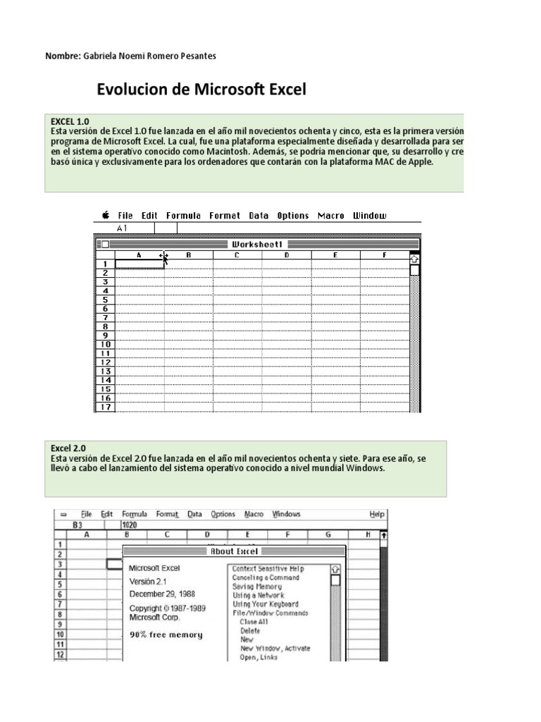 Evolución de Microsoft Excel | PDF | Microsoft Excel | Microsoft Office