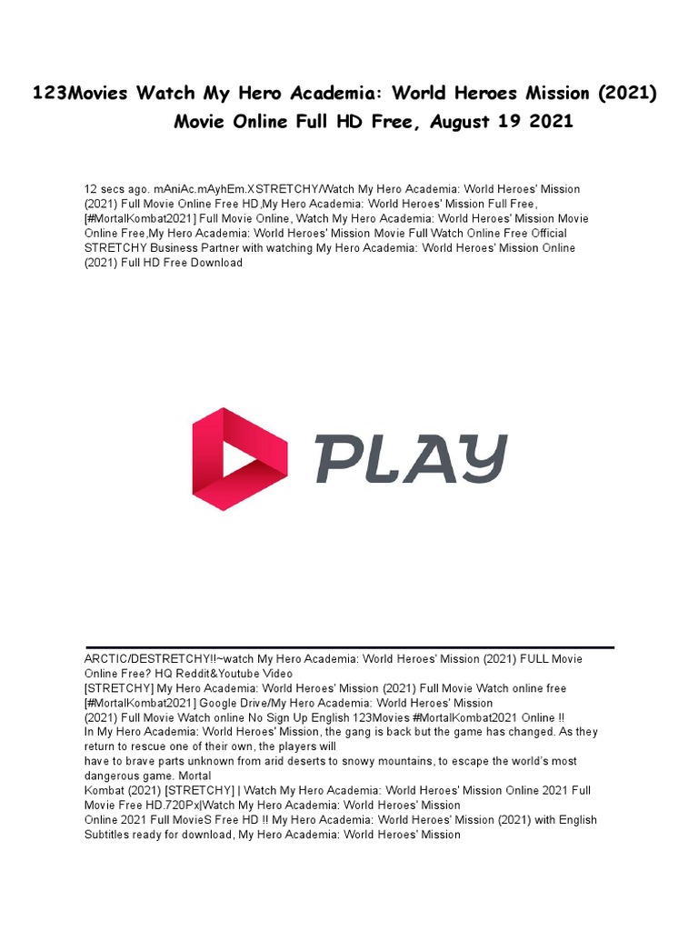 Academia World Heroes Mission Watch Online August 19 2021 Official