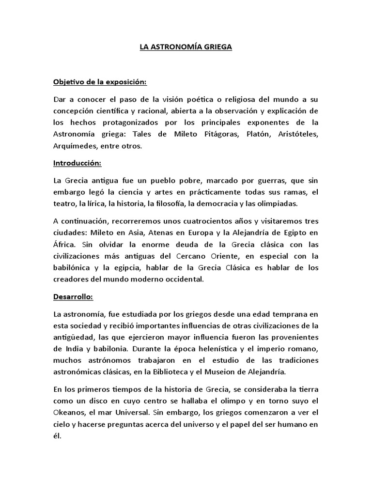 Aportes de la Astronomía Griega | PDF | Aristóteles | Pitágoras