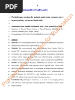 Physiotherapy Practices For Patients Undergoing Coronary Artery Bypass Grafting A Cross - Sectional Study