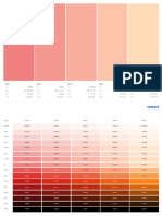 Color gradient chart with HEX, RGB, HSB and CMYK values