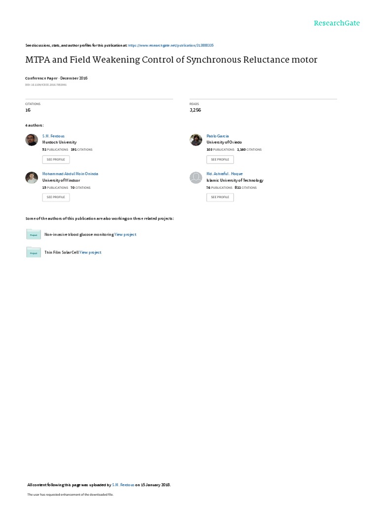MTPA and Field Weakening Control of Synchronous Reluctance Motor Descargar gratis PDF