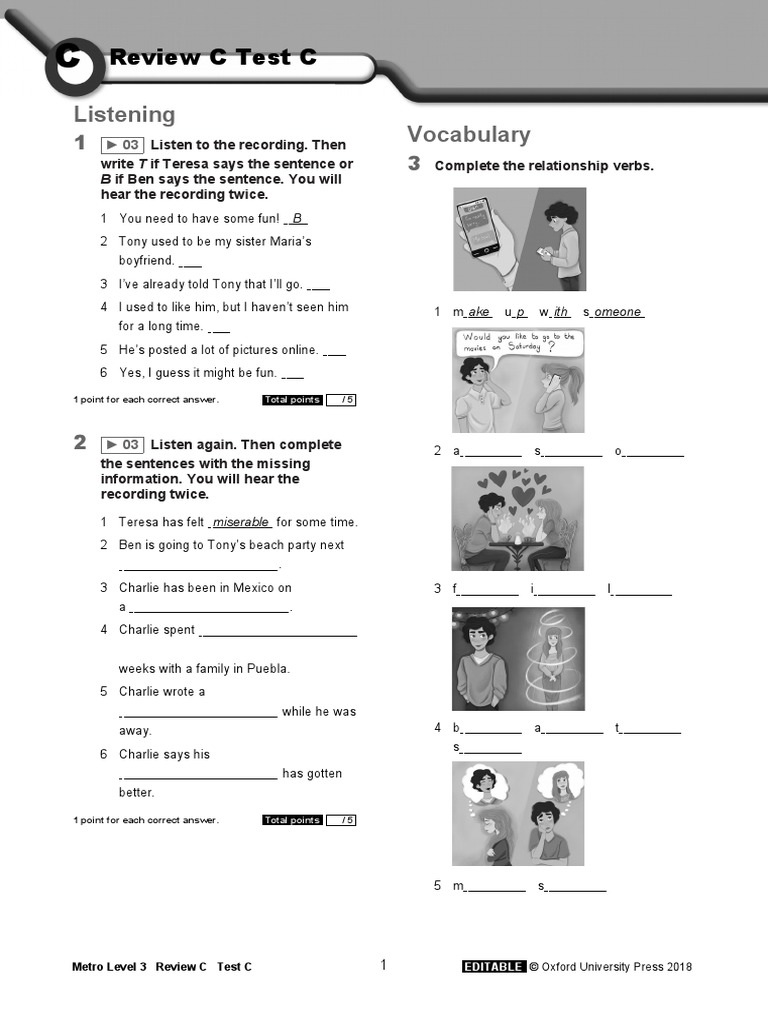 Metro Level 3 Review C Test C | PDF