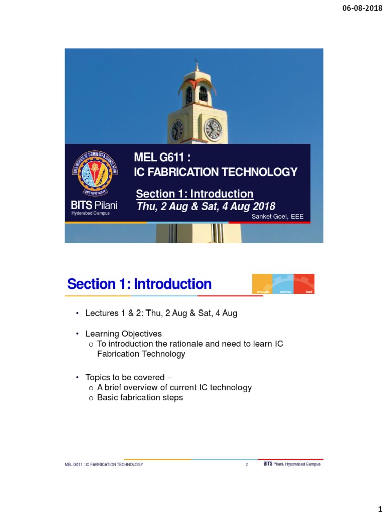 Ic Fabrication Technology Pdf | Integrated Circuit Fabrication — A ...