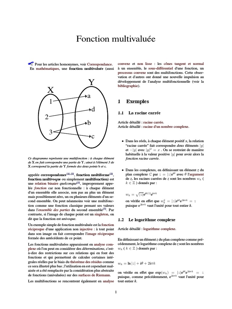 Introduction aux fonctions multivaluées | PDF | Fonction (Mathématiques ...