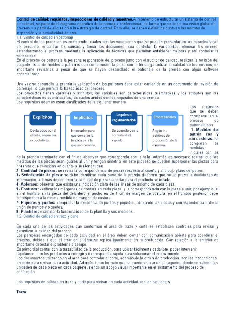 Inspección y Control de Calidad Textil | PDF | Muestreo (Estadísticas ...