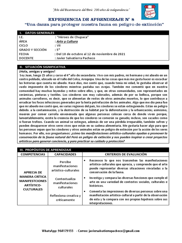 5° Exp. de Aprendizaje #8 - Arte y Cultura | PDF | Fauna | Bailes