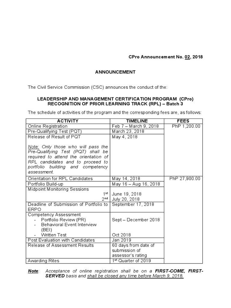 CPro RPL Batch 3 Registration Details | PDF | Test (Assessment ...