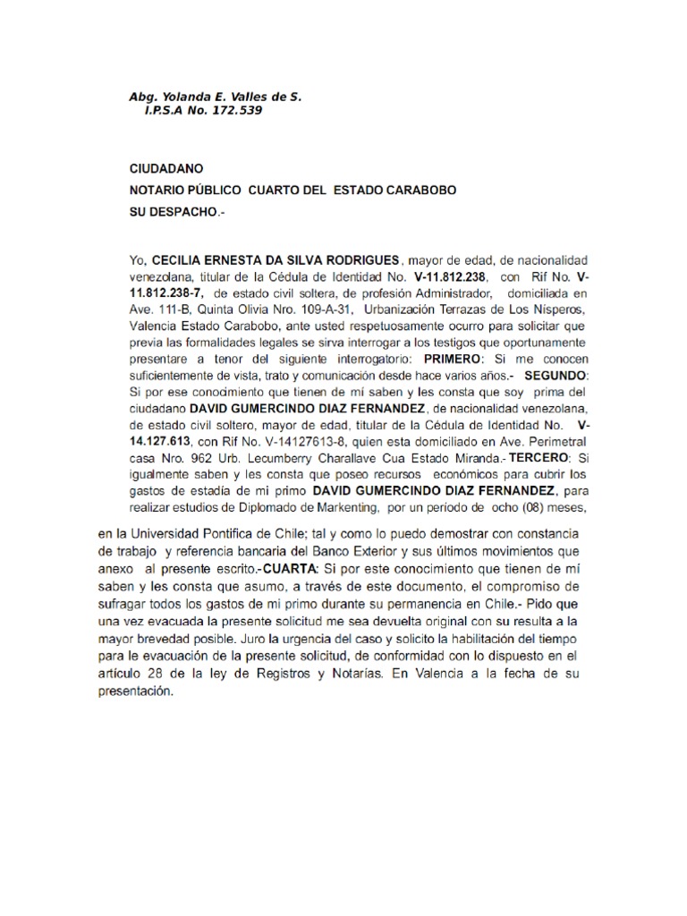Carta De Declaracion Jurada De Dependencia Economica PDF