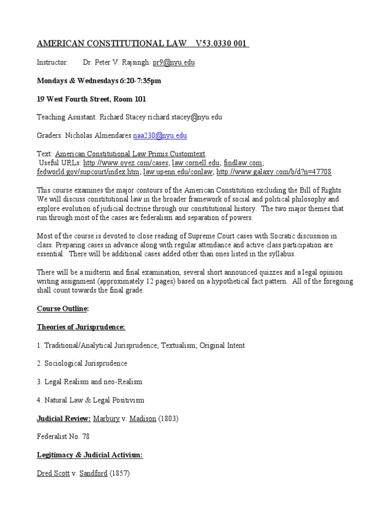 American Constitutional Law Pdf Jurisprudence United States