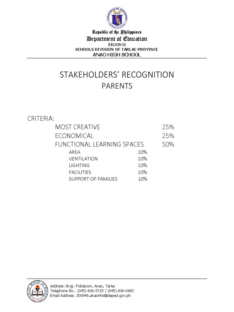 Stakeholders' Recognition Parents | PDF | Human Nature | Social ...