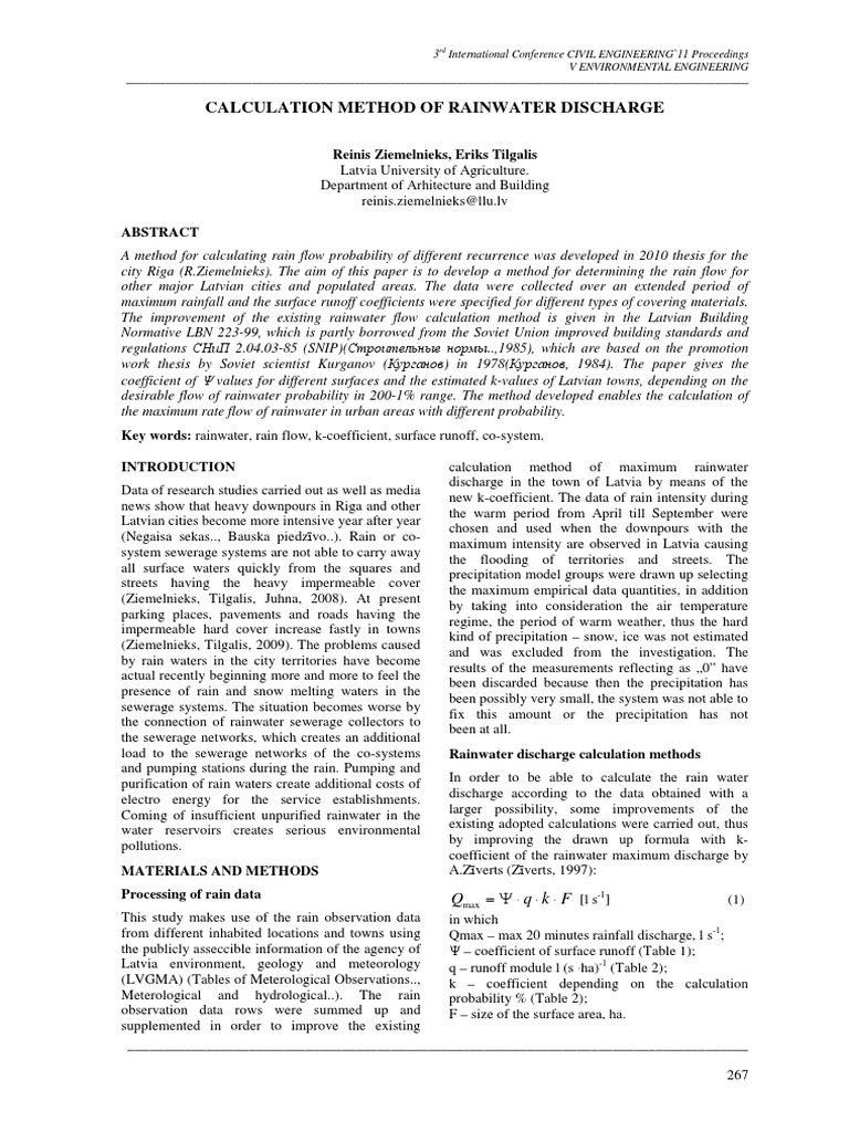 Rainwater Discharge Calculation Method | PDF | Rain | Water
