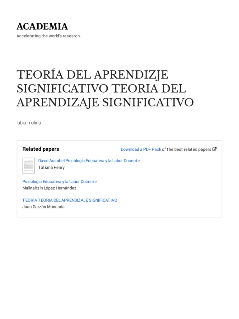 Aprendizaje Significativo de Ausubel | PDF | Aprendizaje | Cognición