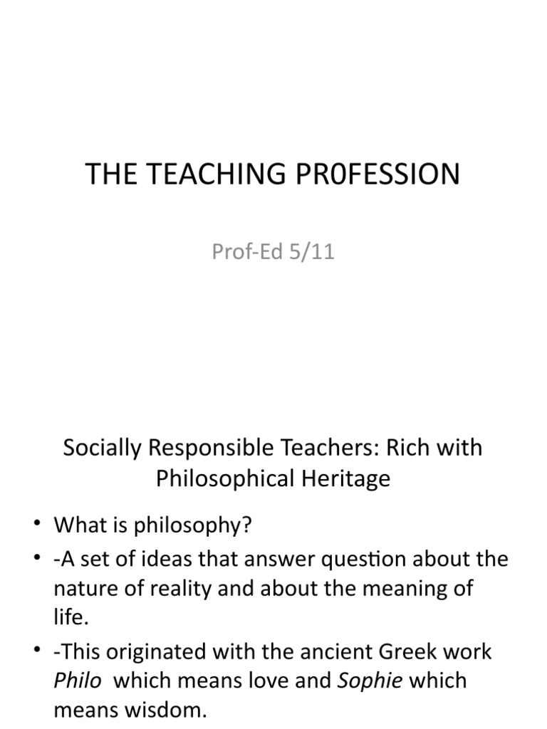 Philosophy in the Teaching Profession | PDF | Curriculum | Teachers