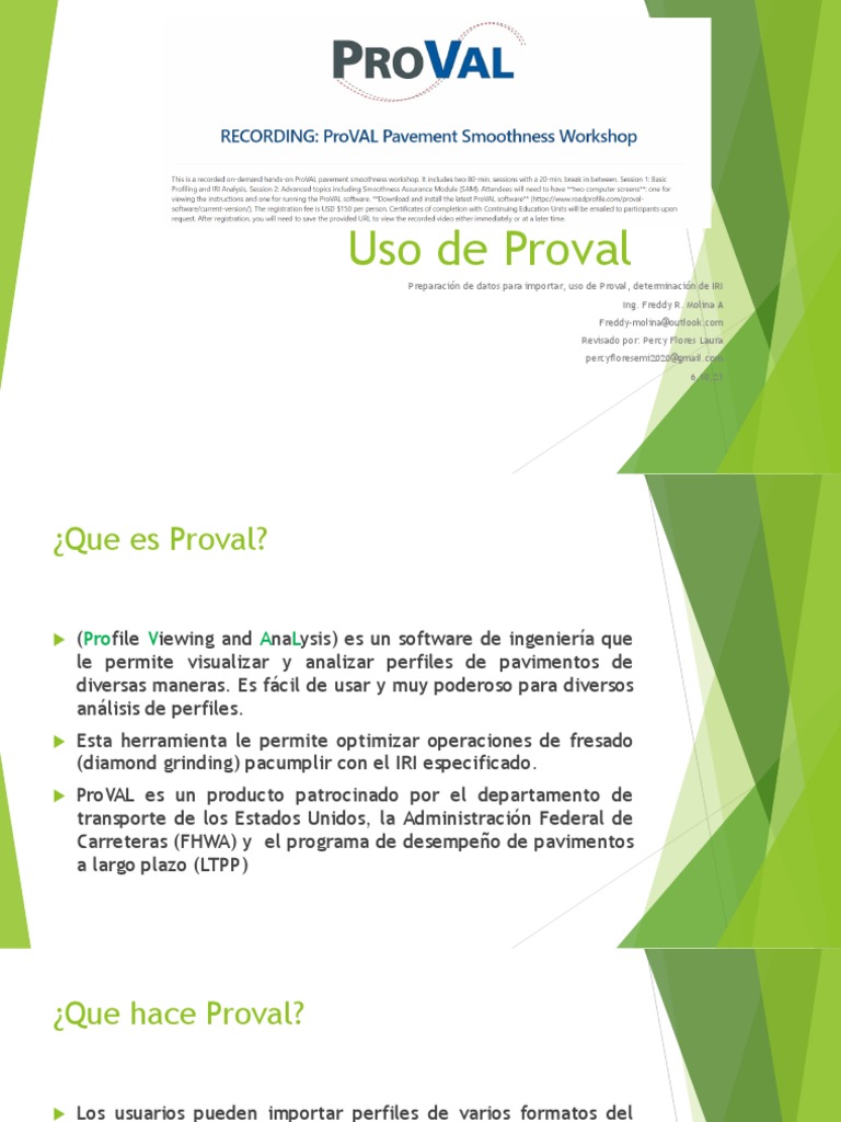 Uso y Análisis de Proval en Pavimentos | PDF | Archivo de computadora ...