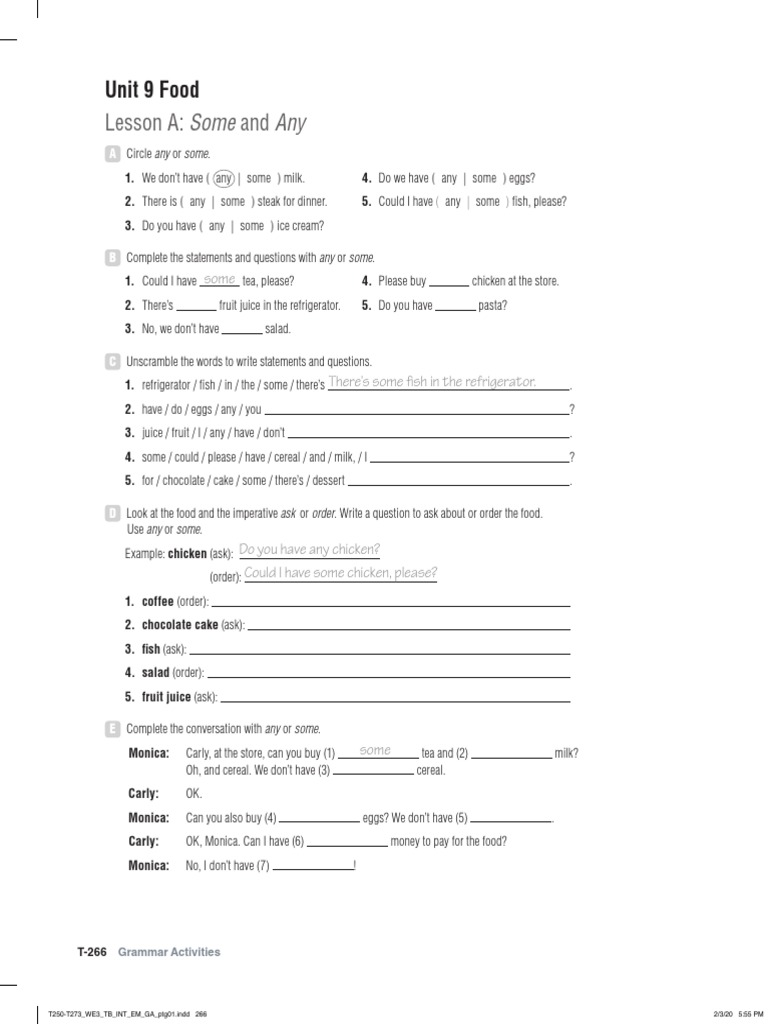 World English 3e Level Intro Grammar Activities Unit 9 Lesson A | PDF ...