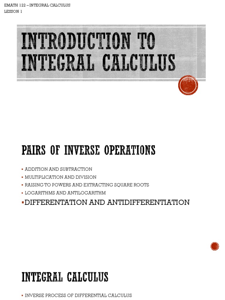 Introduction To Integral Calculus - Lesson 1 | PDF | Integral ...