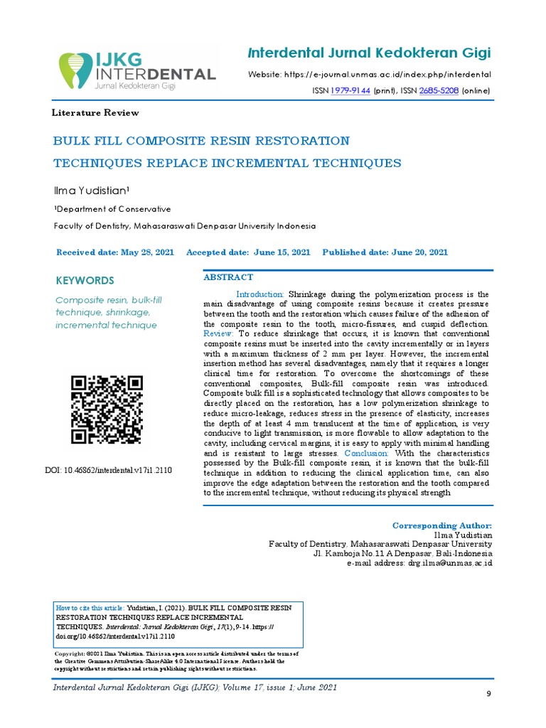 Bulk Fill Composite Resin Restoration Techniques Replace Incremental ...
