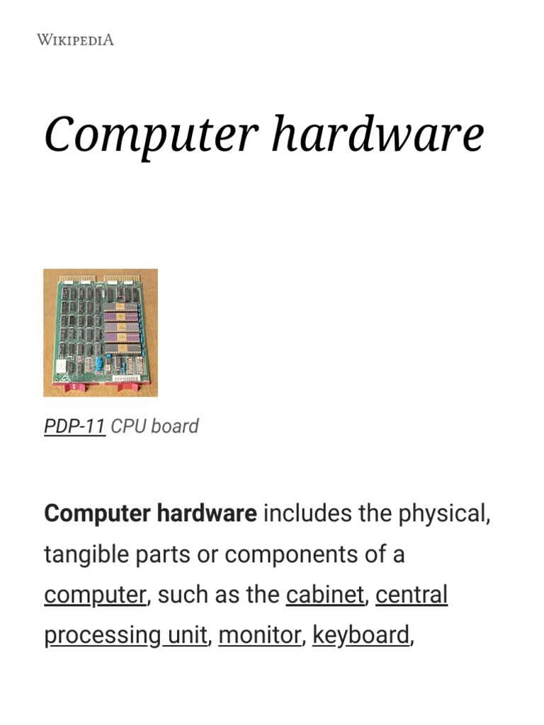 Computer Hardware Wikipedia PDF Computer Hardware Bios