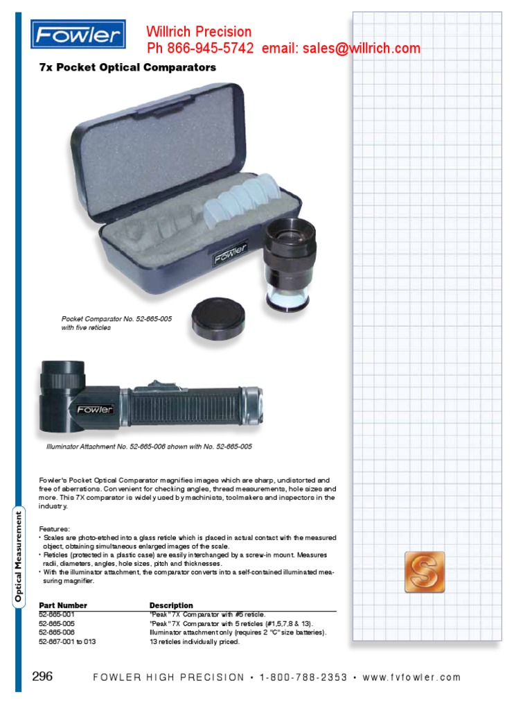 Fowler 7X Pocket Optical Comparators | PDF | Home & Garden | Computers