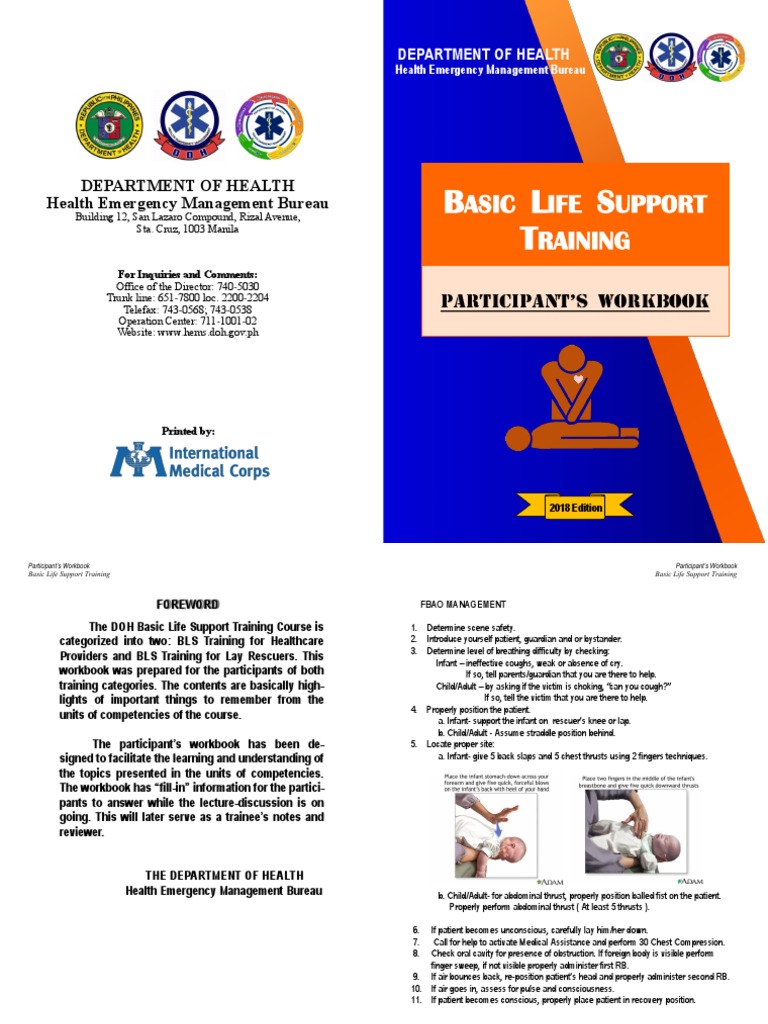 Basic Life Support Training Workbook | PDF | Cardiopulmonary ...