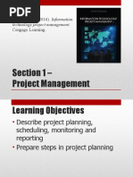 Section 1 - Project Management: Resource: Schwalbe, K. (2016) - Information Cengage Learning