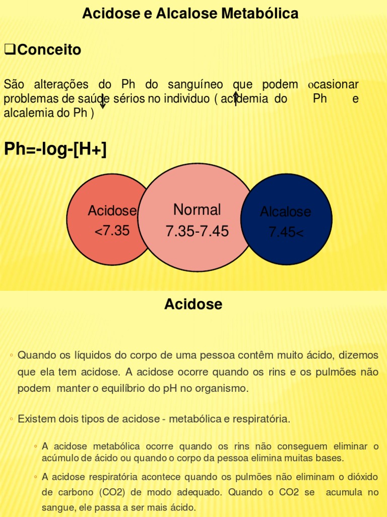 Acidose e Alcalose Metabólica: Conceitos, Causas, Sinais, Diagnóstico e ...