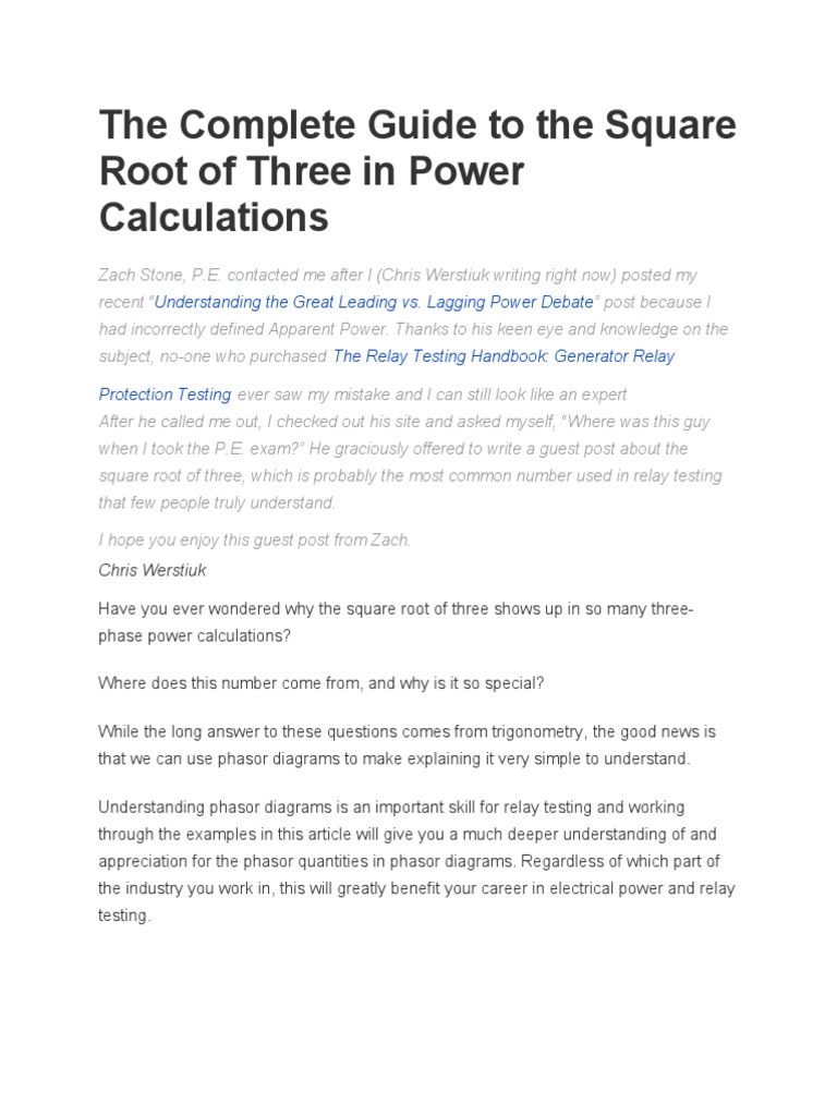 The Complete Guide To The Square Root Of Three In Power Calculations – NTBA