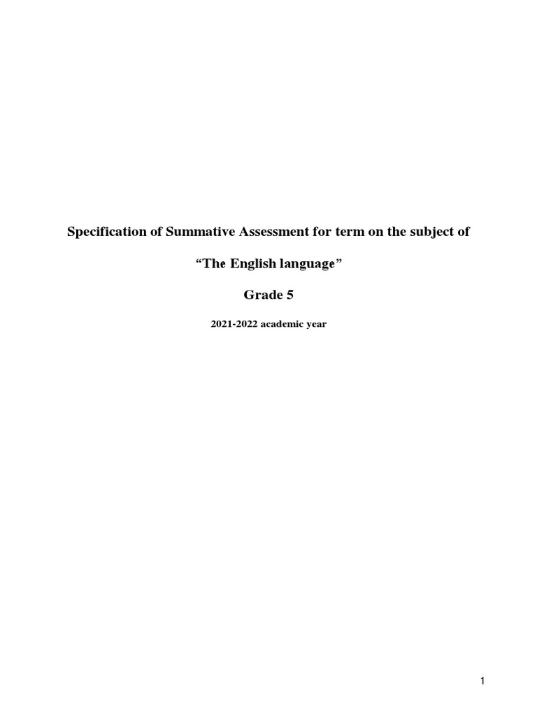 Grade 5 English Summative Assessment Guide | PDF | Educational ...