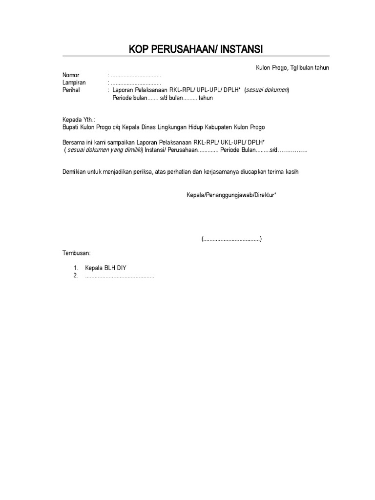 Contoh Form Laporan Ukl Upl 2018 Pdf