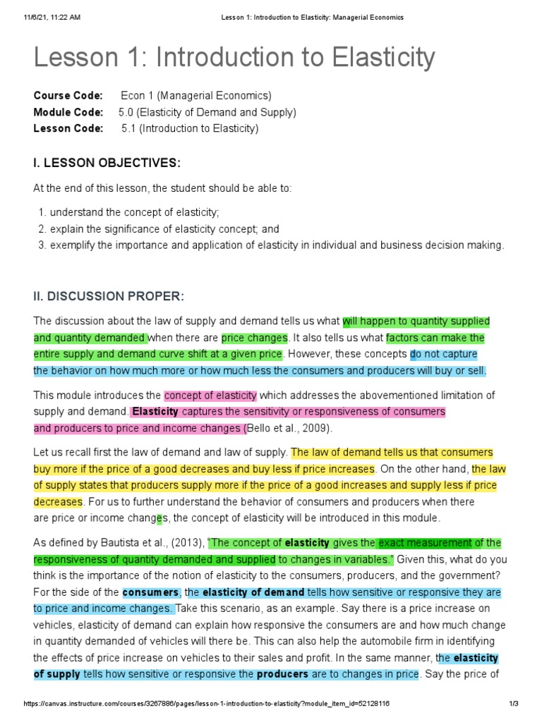 Understanding Elasticity in Economics | PDF | Elasticity (Economics ...