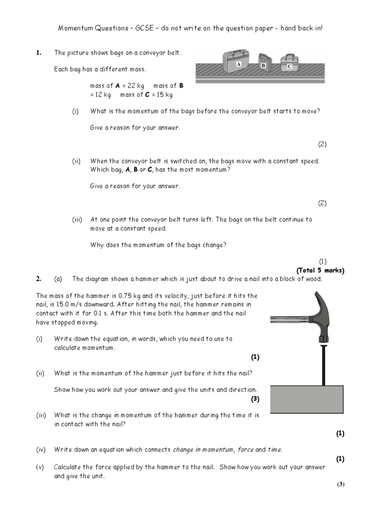 GCSE Momentum Questions and Explanations | PDF | Momentum | Collision