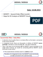 ECE315 / ECE515: - MOSFET - Second Order Effect (Contd.) - Steps For DC Analysis of MOSFET Circuits