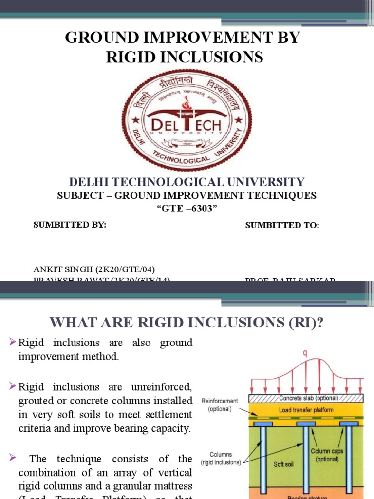 Ground Improvement by Rigid Inclusions: Delhi Technological University ...