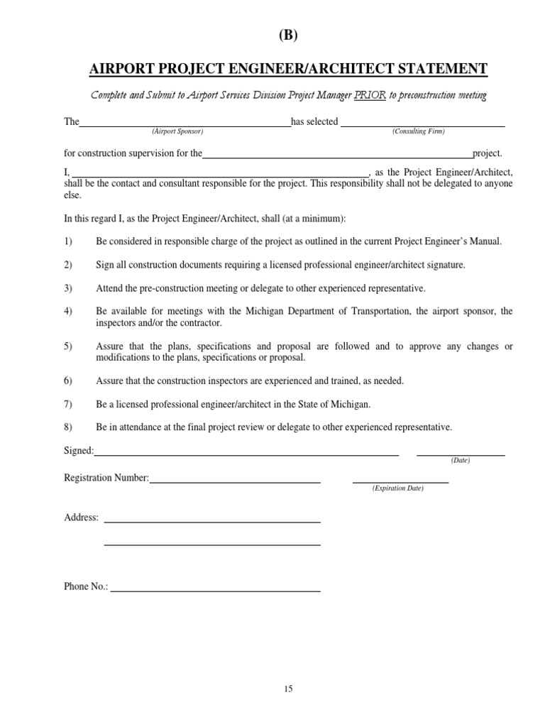 Airport Project Engineer Statement Template | PDF | Art | Technology ...