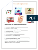 Understanding Labels: F Read The Labels and Answer The Follow Questions