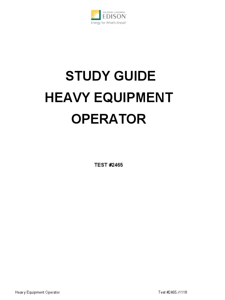 Study Guide Heavy Equipment Operator TEST 2465 PDF Multiple