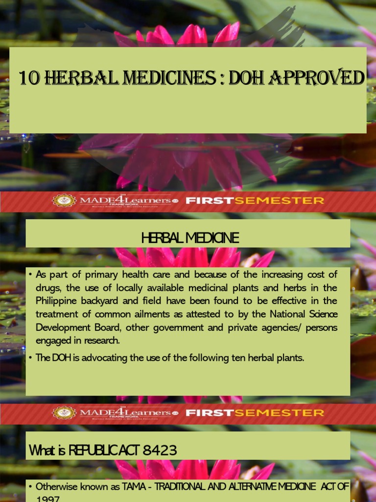 10 Herbal Medicines DOH Approved PDF Botany Plants