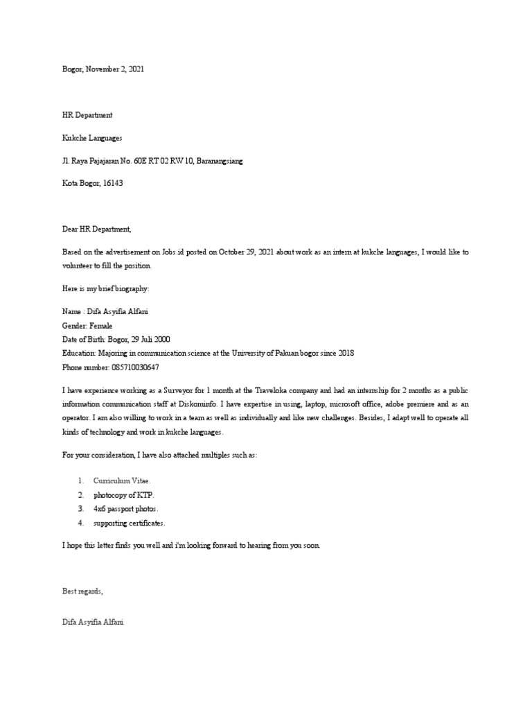 Aplication Letter | PDF
