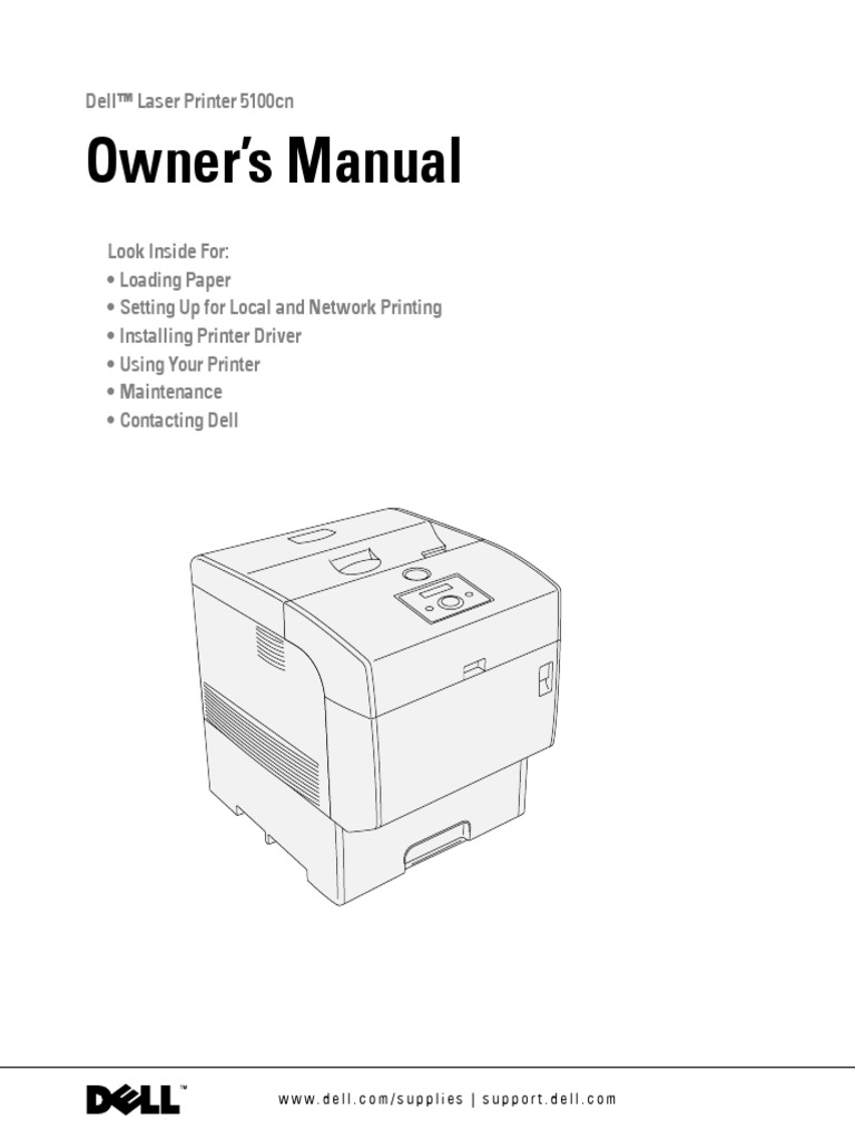 Owner's Manual Dell™ Laser Printer 5100cn PDF Microsoft Windows