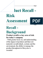 Product Recall - Risk Assessment