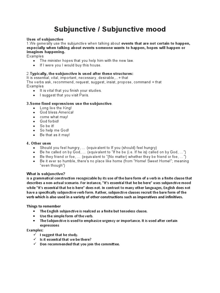 Subjunctive | PDF | Verb | Linguistics