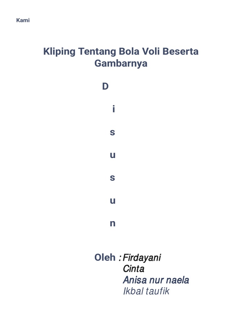 Kliping Tentang Bola Voli Beserta Gambarnya - Kami | PDF