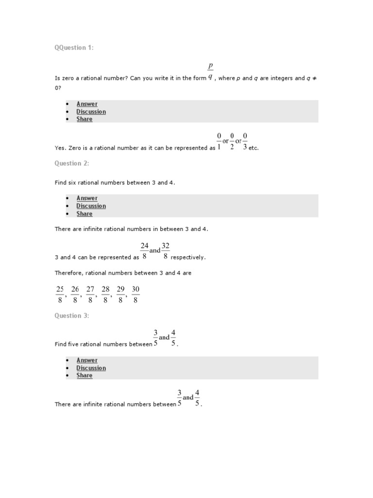 Understanding Rational Numbers and Their Properties | PDF | Numbers ...