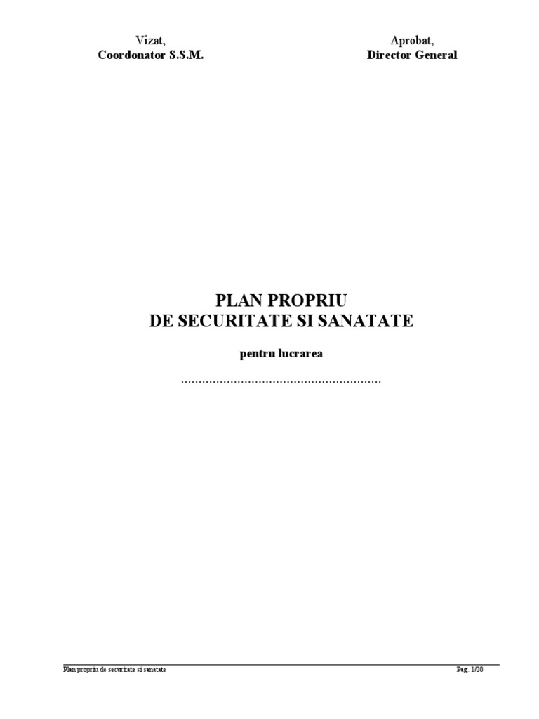 Plan Propriu SSM Model | PDF