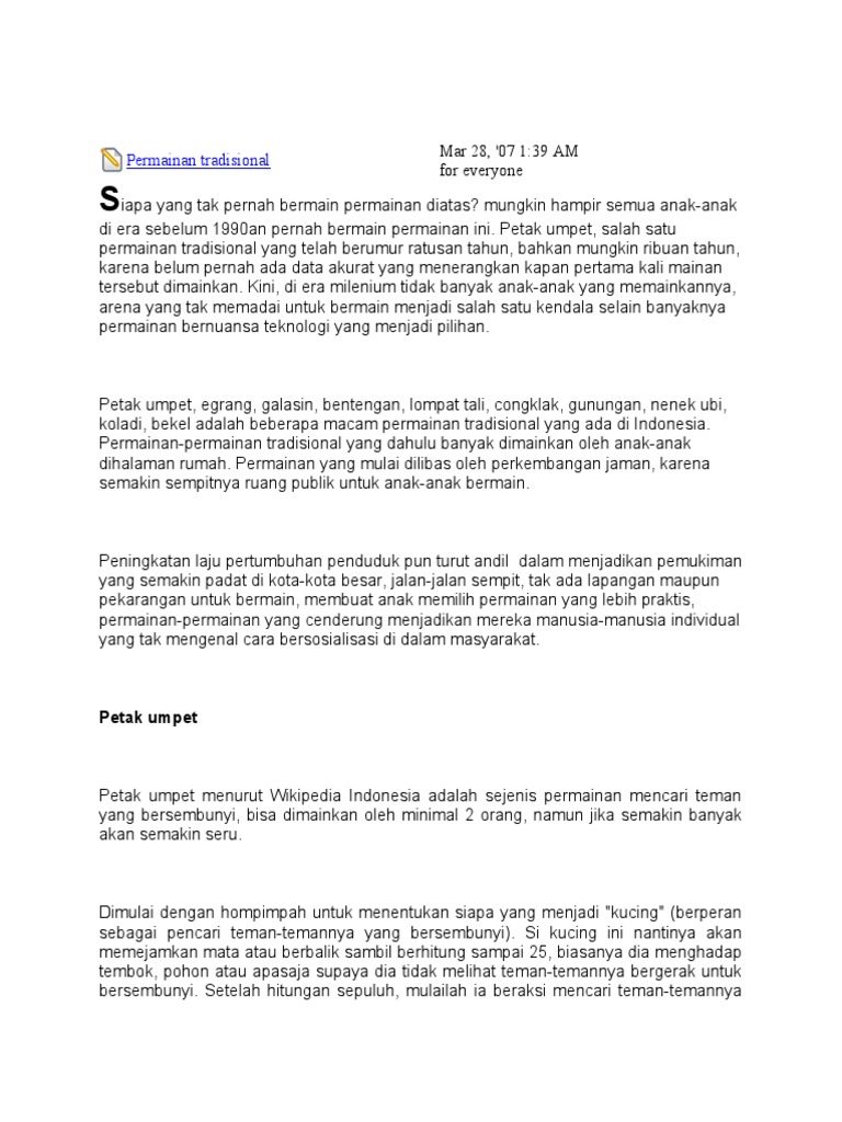 Permainan tradisional makalah - Makalah Permainan Tradisional Dan Modern