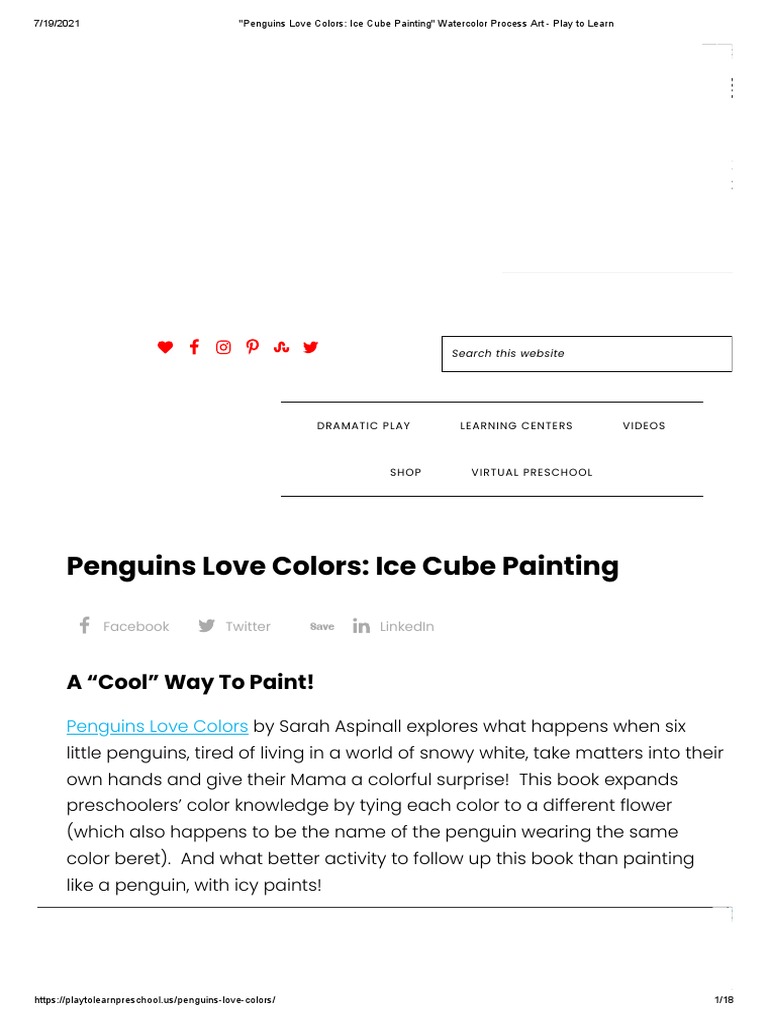 Penguins Love Colors - Ice Cube Painting - Watercolor Process Art - Play To Learn | PDF ...