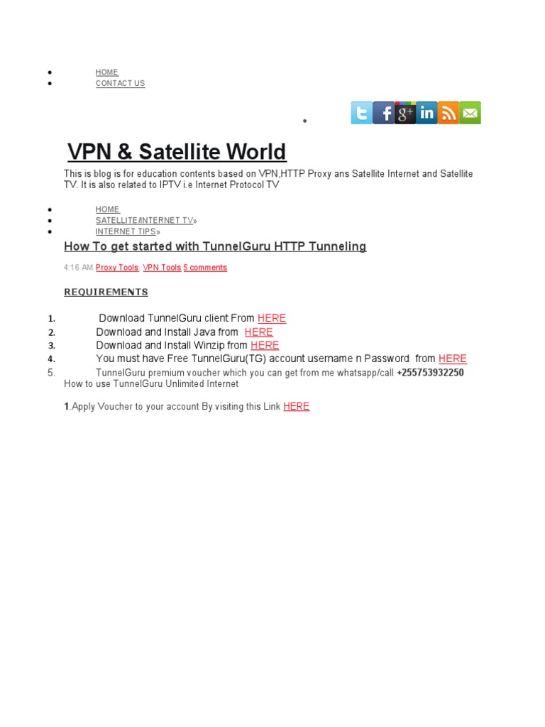 VPN & Satellite World How To Get Started With Tunnelguru HTTP